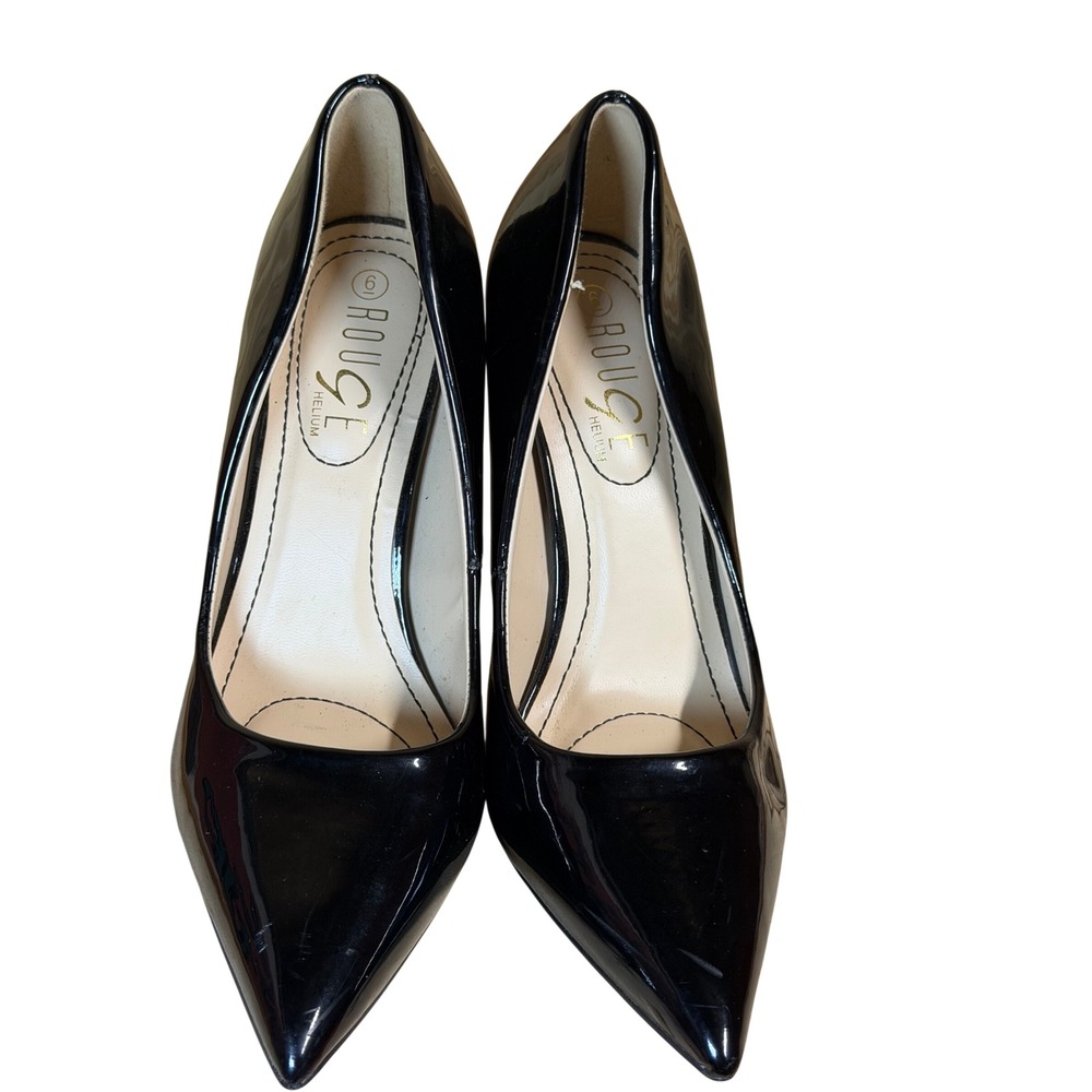 Rouge Helium Womens Black Patent Pointed Toe Stiletto Pumps Heels Size 6